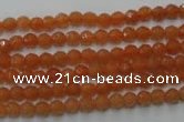 CAJ360 15.5 inches 4mm faceted round red aventurine beads wholesale