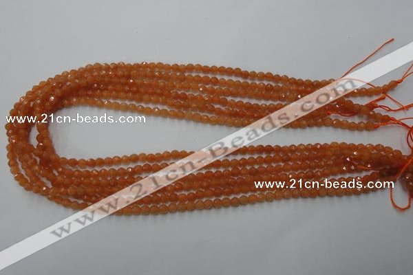 CAJ360 15.5 inches 4mm faceted round red aventurine beads wholesale