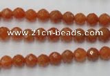 CAJ361 15.5 inches 6mm faceted round red aventurine beads wholesale