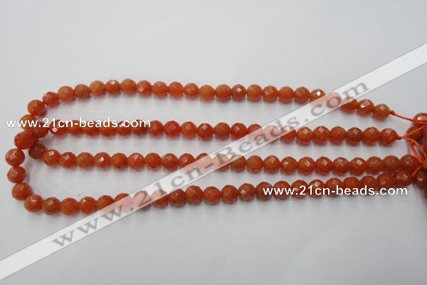 CAJ362 15.5 inches 8mm faceted round red aventurine beads wholesale