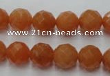 CAJ364 15.5 inches 12mm faceted round red aventurine beads wholesale