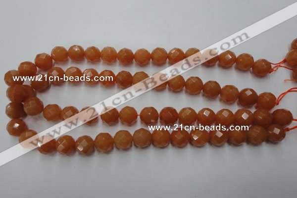 CAJ364 15.5 inches 12mm faceted round red aventurine beads wholesale