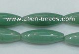 CAJ52 15.5 inches 10*30mm rice green aventurine jade beads wholesale