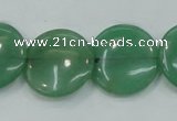 CAJ55 15.5 inches 20mm flat round green aventurine jade beads wholesale