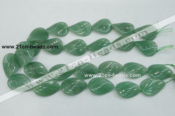 CAJ57 15.5 inches 22*30mm twisted leaf green aventurine jade beads