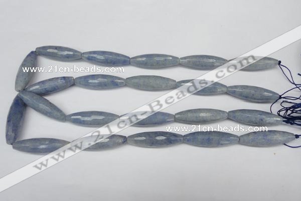 CAJ576 15.5 inches 10*35mm faceted rice blue aventurine beads wholesale