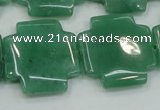 CAJ58 15.5 inches 25*25mm cross green aventurine jade beads wholesale