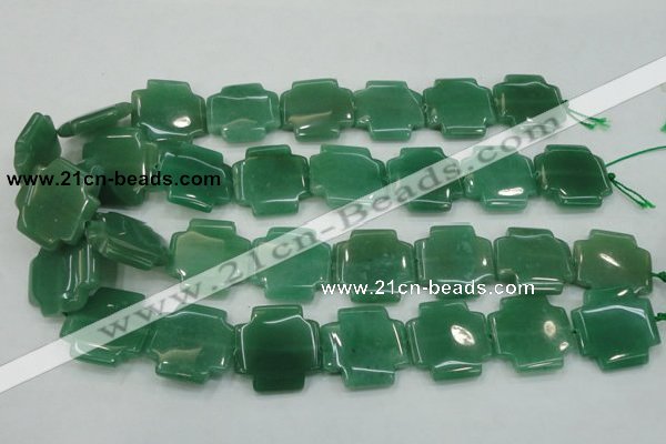 CAJ58 15.5 inches 25*25mm cross green aventurine jade beads wholesale