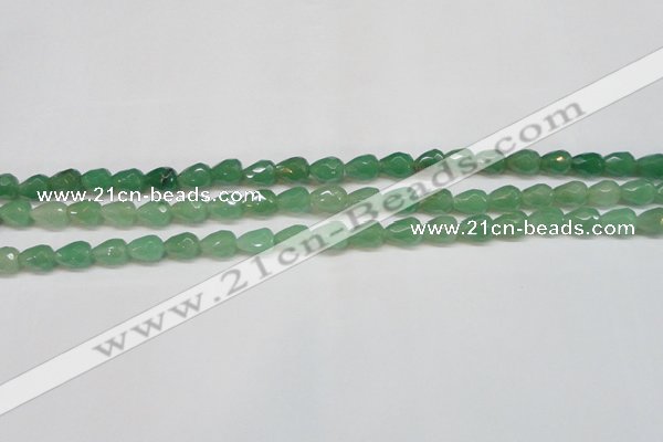 CAJ638 15.5 inches 8*10mm faceted teardrop green aventurine beads