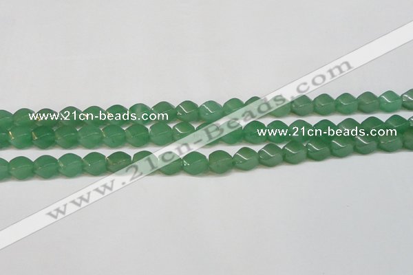 CAJ664 15.5 inches 8*10mm twisted rice green aventurine beads