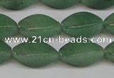 CAJ667 15.5 inches 10*20mm twisted rice green aventurine beads