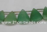 CAJ695 Top drilled 15*20mm leaf green aventurine beads