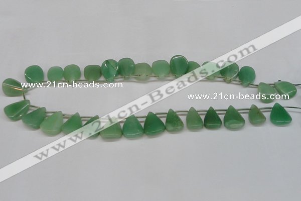 CAJ695 Top drilled 15*20mm leaf green aventurine beads