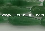 CAJ708 15.5 inches 10*30mm faceted teardrop green aventurine beads