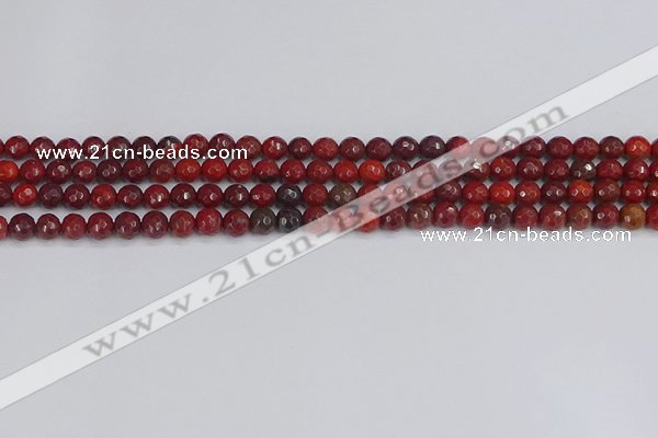 CAJ758 15.5 inches 4mm faceted round apple jasper beads