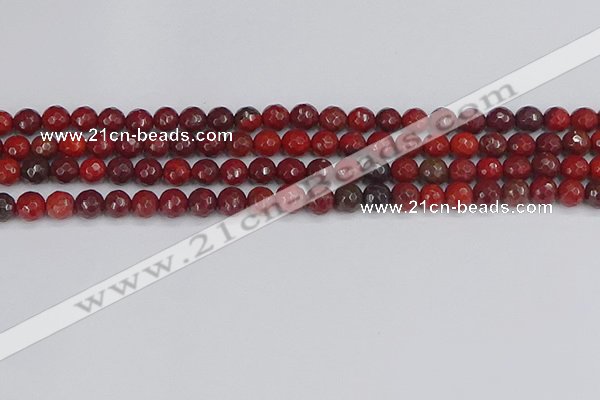 CAJ759 15.5 inches 6mm faceted round apple jasper beads