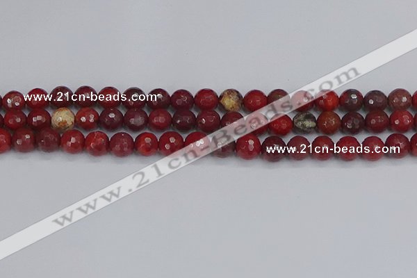 CAJ760 15.5 inches 8mm faceted round apple jasper beads