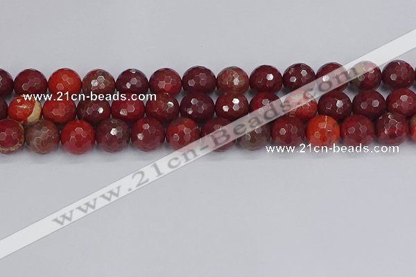 CAJ762 15.5 inches 12mm faceted round apple jasper beads