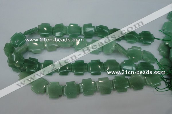 CAJ88 15.5 inches 20*20mm cross green aventurine beads wholesale