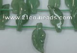 CAJ89 Top-drilled 10*20mm carved leaf green aventurine beads wholesale