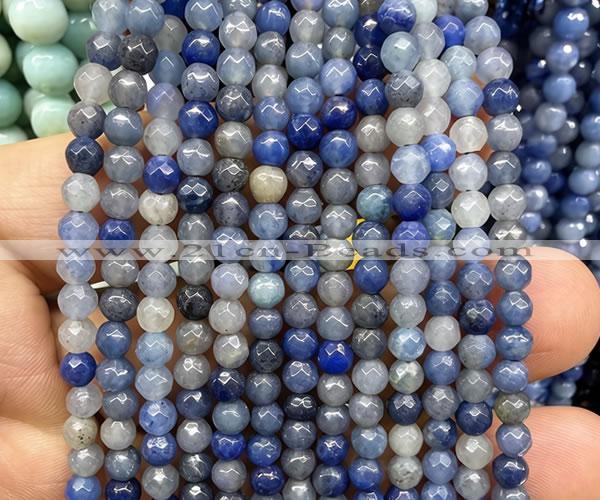 CAJ893 15 inches 4mm faceted round blue aventurine beads wholesale