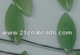 CAJ90 Top-drilled 15*35mm carved leaf green aventurine beads wholesale