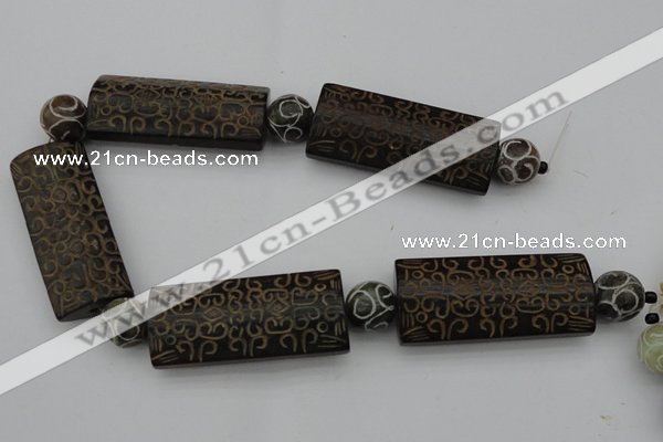 CAL09 14.5 inches 25*55mm carved rectangle agalmatolite beads