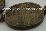 CAL22 14.5 inches 47*60mm carved oval agalmatolite beads