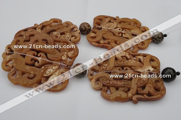 CAL32 14.5 inches 60*70mm carved agalmatolite beads