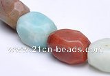 CAM10 10*14mm faceted pebble natural amazonite beads Wholesale