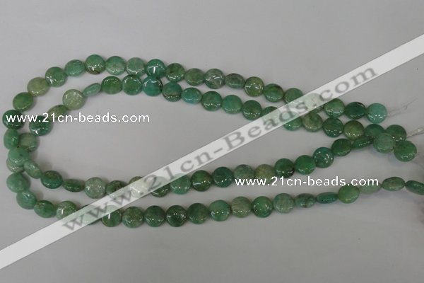 CAM1015 15.5 inches 10mm flat round natural Russian amazonite beads