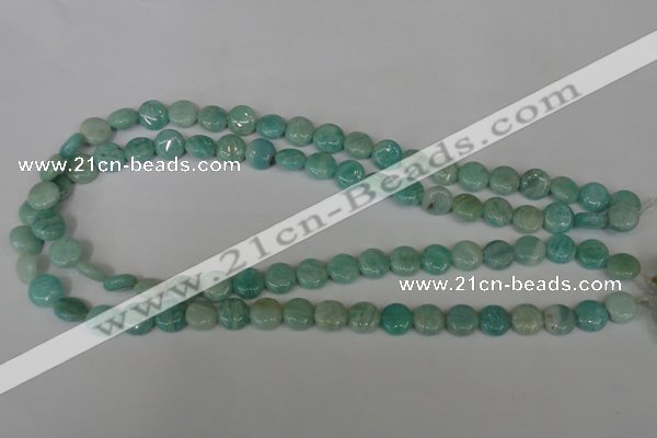 CAM1016 15.5 inches 10mm flat round natural Russian amazonite beads