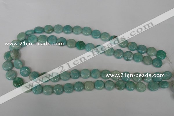 CAM1017 15.5 inches 12mm flat round natural Russian amazonite beads