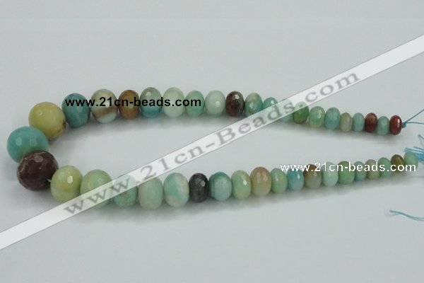 CAM107 15.5 inches multi-size faceted rondelle amazonite gemstone beads