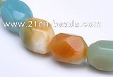 CAM11 faceted pebble 7*12mm natural amazonite beads Wholesale