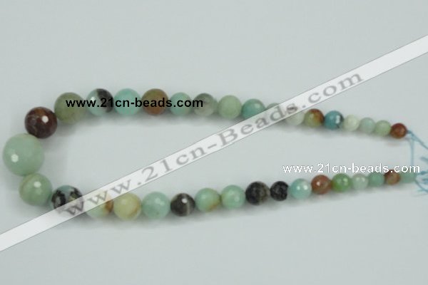 CAM110 15.5 inches multi-size faceted round amazonite gemstone beads