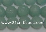 CAM1122 15.5 inches 8mm carved round amazonite beads wholesale