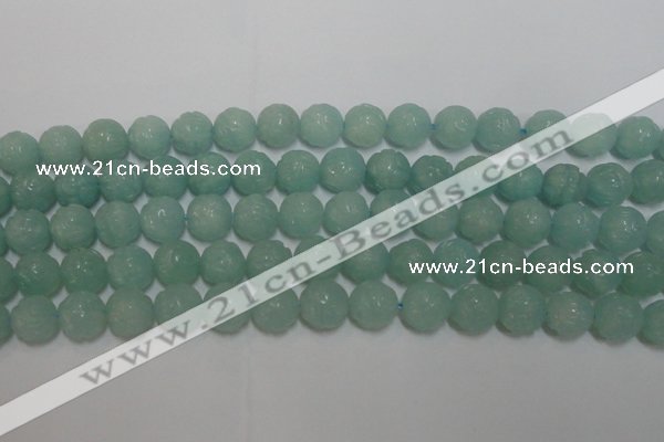 CAM1124 15.5 inches 12mm carved round amazonite beads wholesale