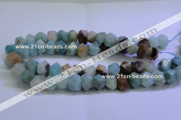 CAM1138 12*16mm - 13*18mm faceted nuggets amazonite gemstone beads