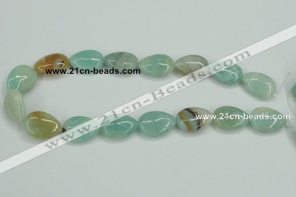 CAM117 15.5 inches 18*25mm flat teardrop amazonite gemstone beads