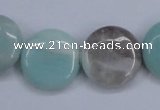 CAM123 15.5 inches 20mm flat round amazonite gemstone beads