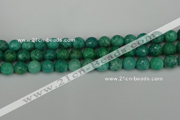 CAM1404 15.5 inches 12mm faceted round Russian amazonite beads