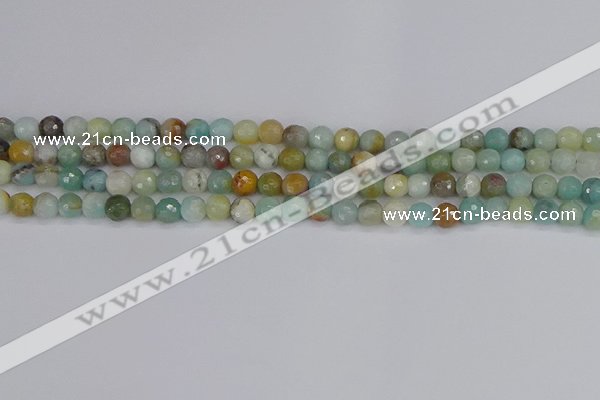 CAM1458 15.5 inches 4mm faceted round amazonite beads wholesale