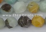 CAM1468 15.5 inches 10mm faceted nuggets black amazonite beads