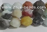 CAM1488 15.5 inches 8mm faceted nuggets matte black amazonite beads