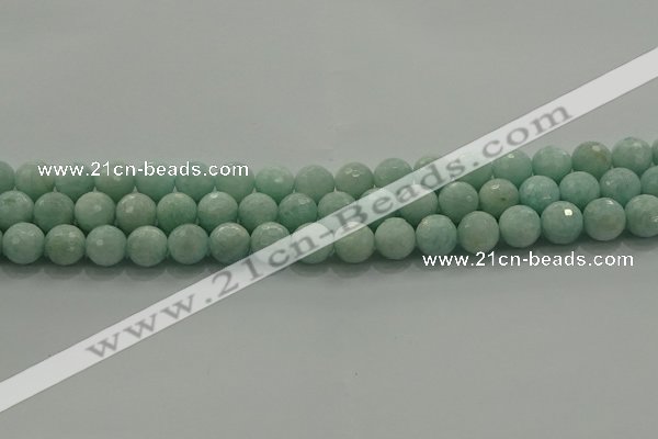 CAM1513 15.5 inches 10mm faceted round natural peru amazonite beads