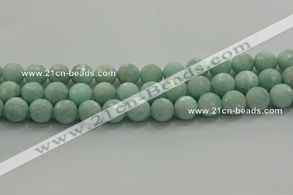 CAM1515 15.5 inches 14mm faceted round natural peru amazonite beads