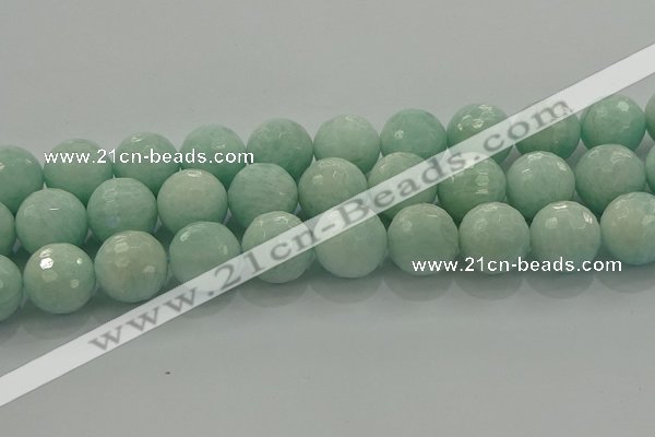 CAM1516 15.5 inches 16mm faceted round peru amazonite beads