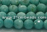 CAM1522 15.5 inches 8mm faceted round natural peru amazonite beads