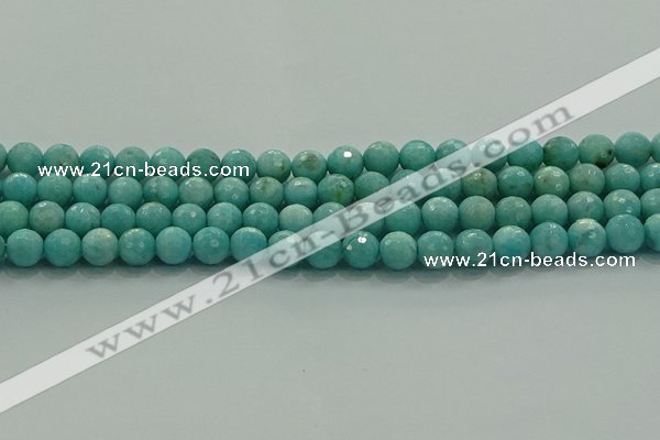 CAM1522 15.5 inches 8mm faceted round natural peru amazonite beads